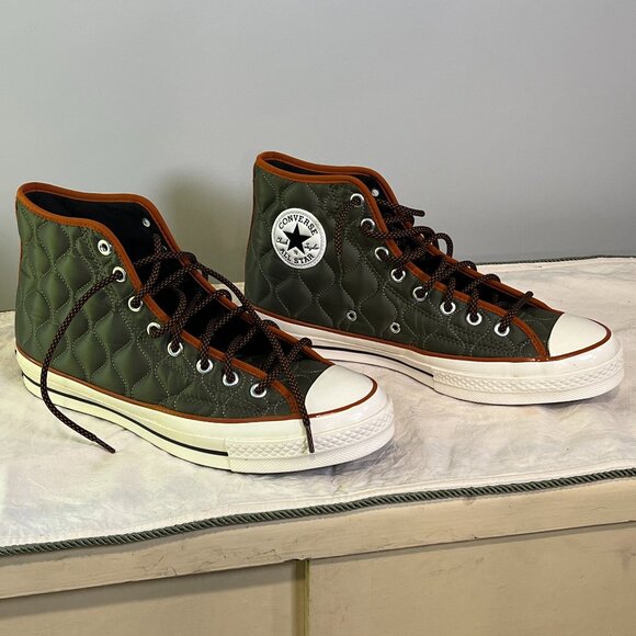 Converse Quilted High-Top Sneakers - Green and Brown - Picture 1 of 7